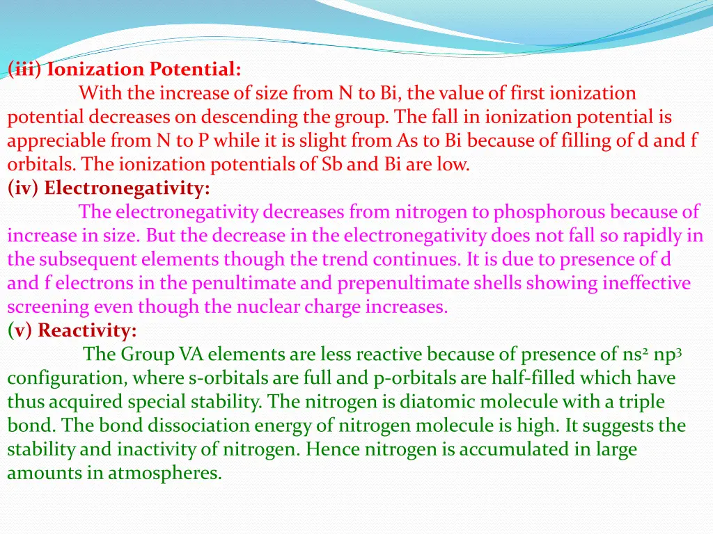 iii ionization potential with the increase