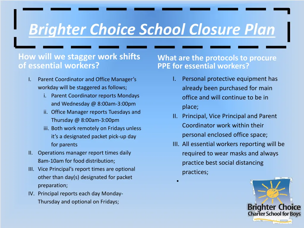 brighter choice school closure plan