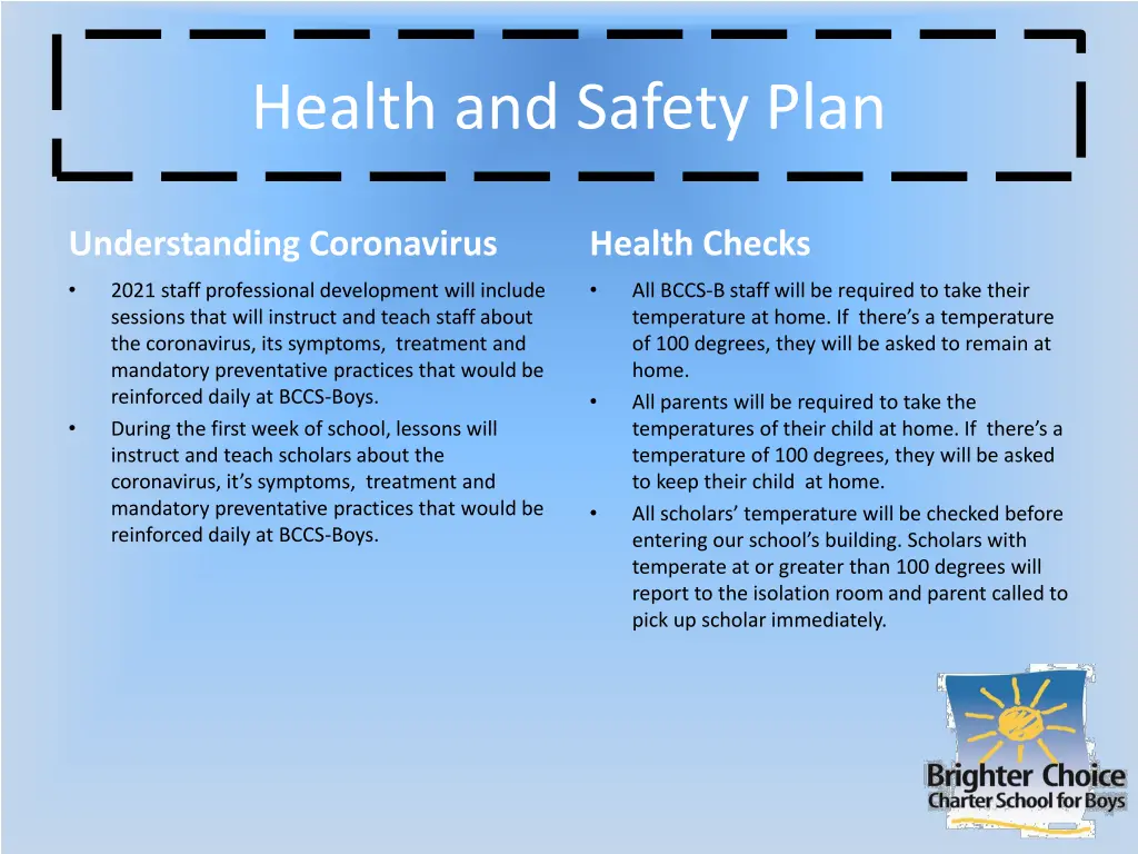 health and safety plan