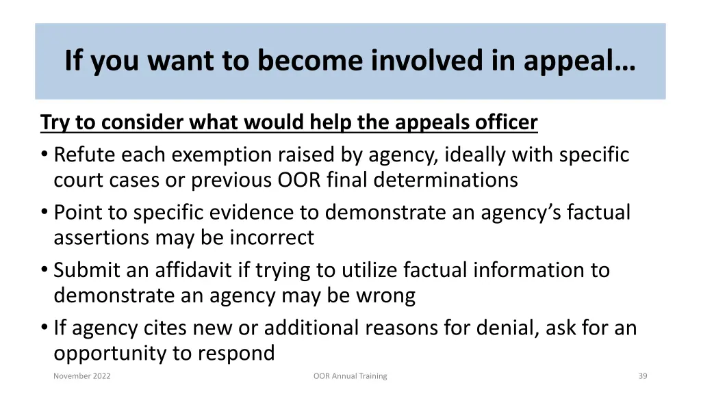 if you want to become involved in appeal