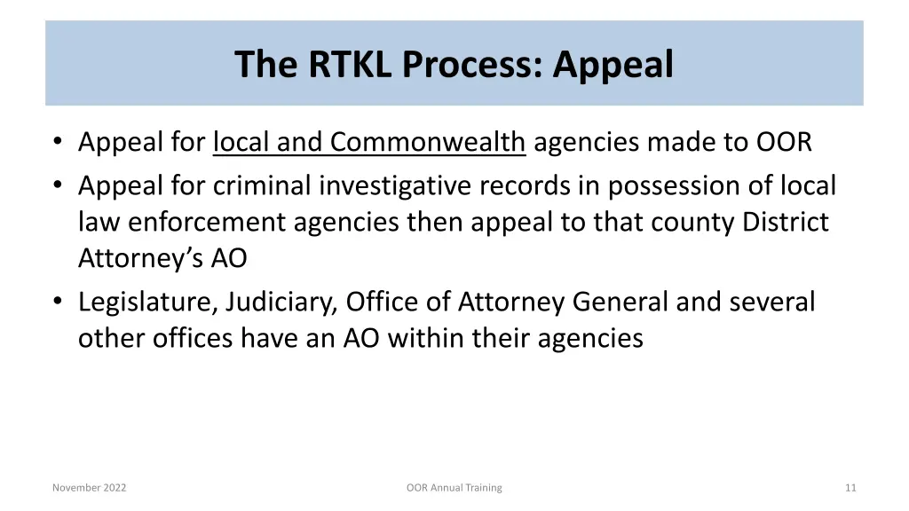 the rtkl process appeal