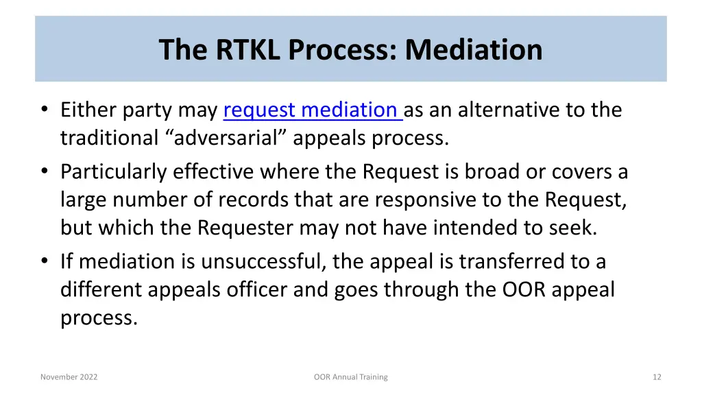 the rtkl process mediation