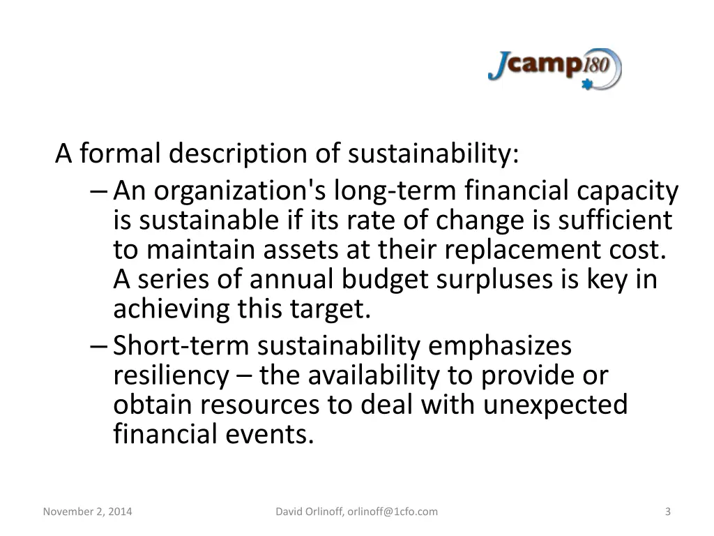 a formal description of sustainability