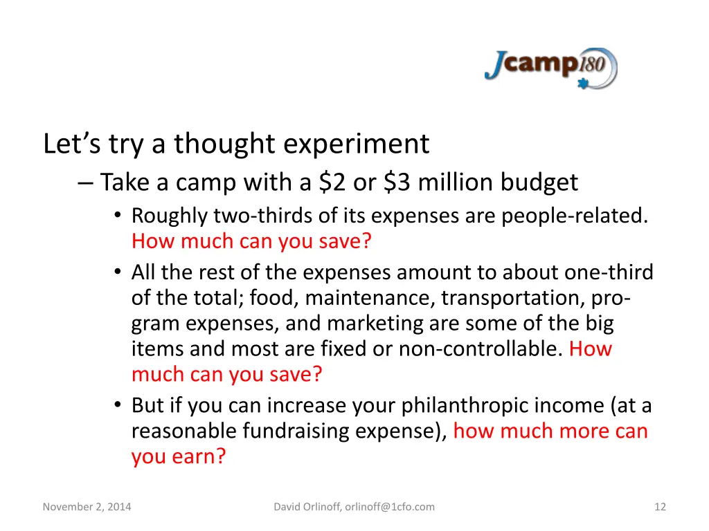 let s try a thought experiment take a camp with