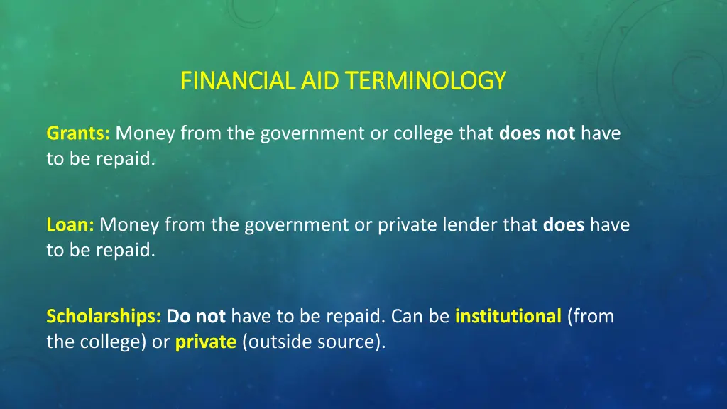 financial aid terminology financial 2