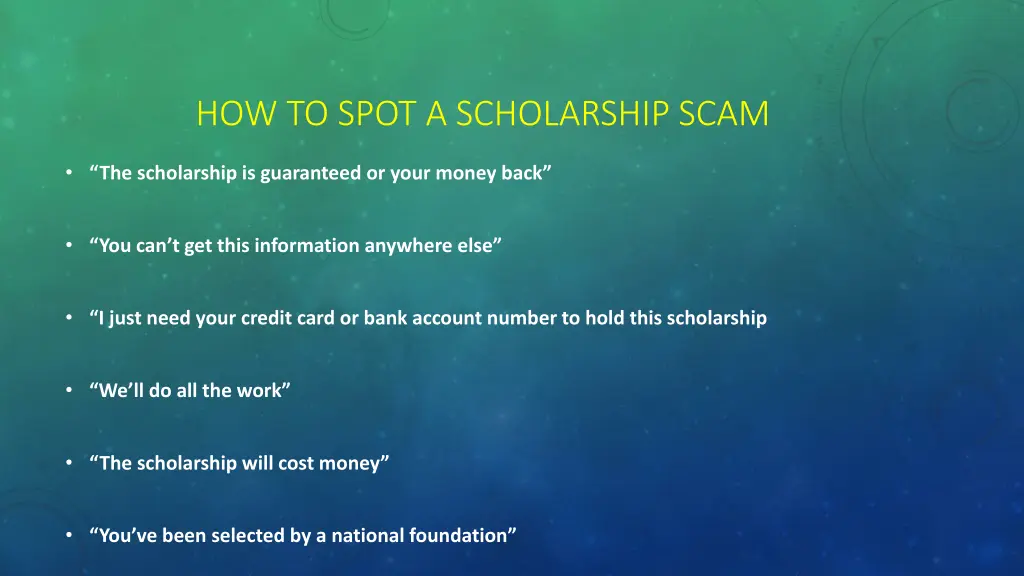 how to spot a scholarship scam