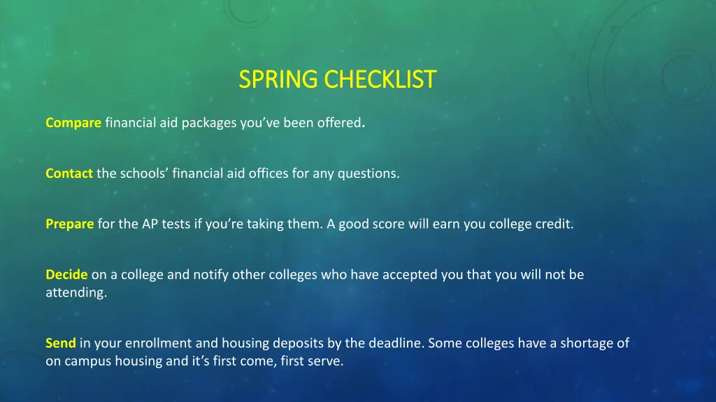 spring checklist spring checklist