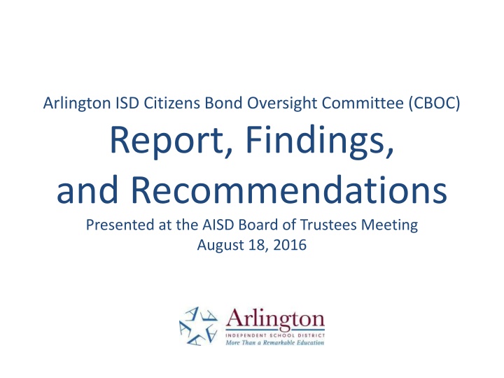 arlington isd citizens bond oversight committee