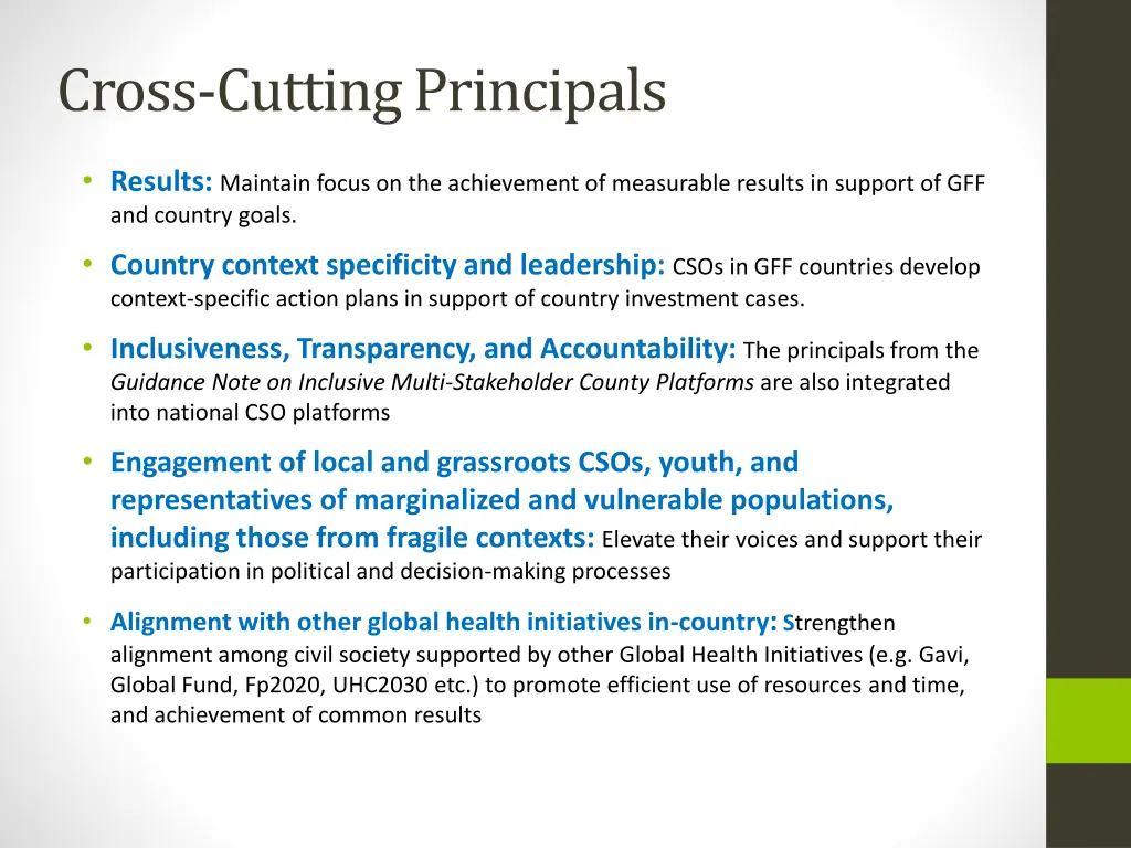 cross cutting principals