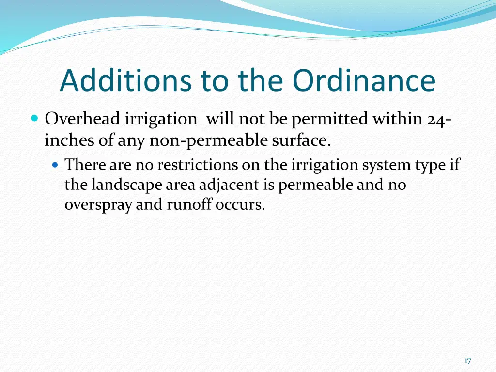 additions to the ordinance 1