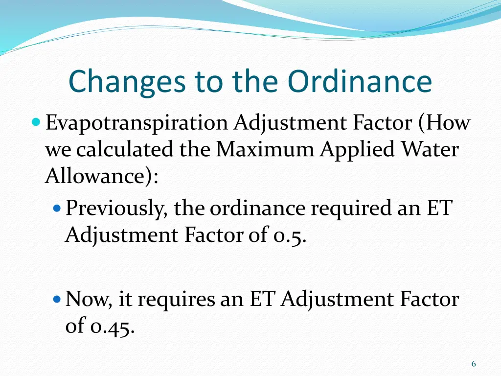 changes to the ordinance 1