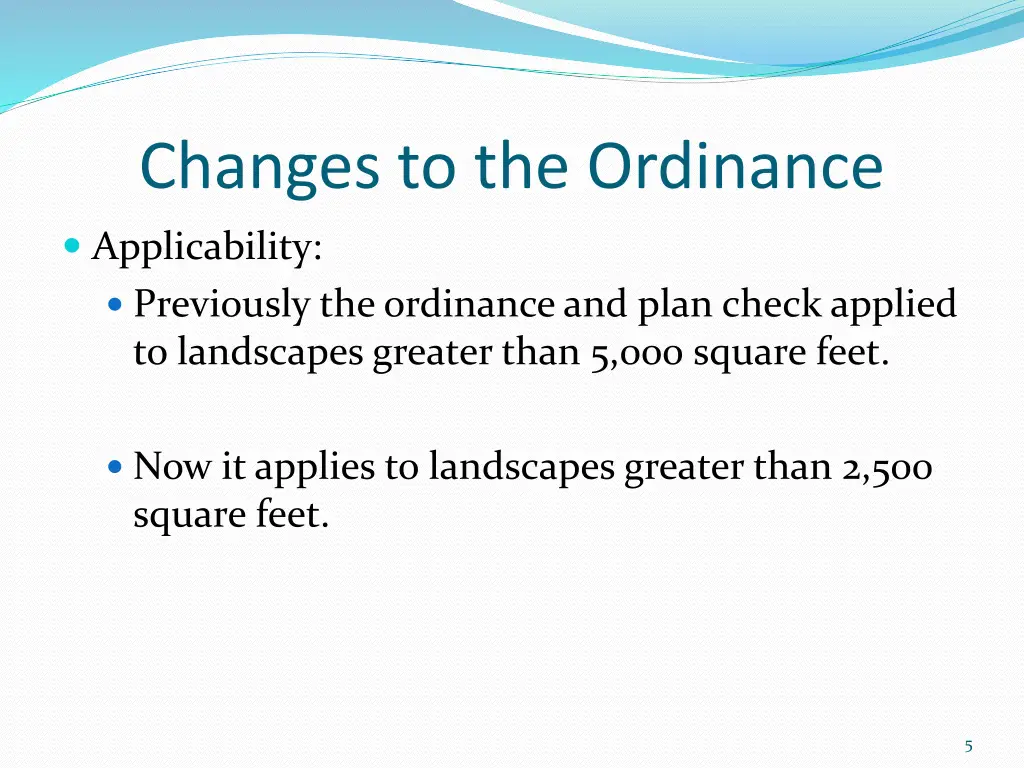 changes to the ordinance