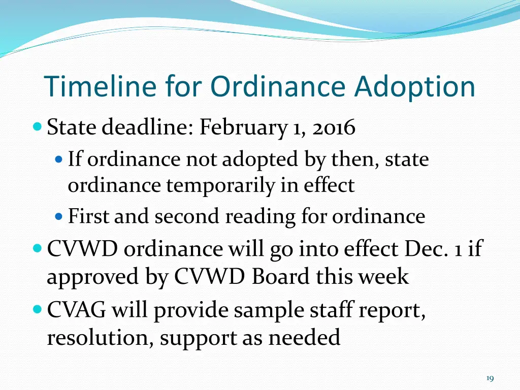 timeline for ordinance adoption