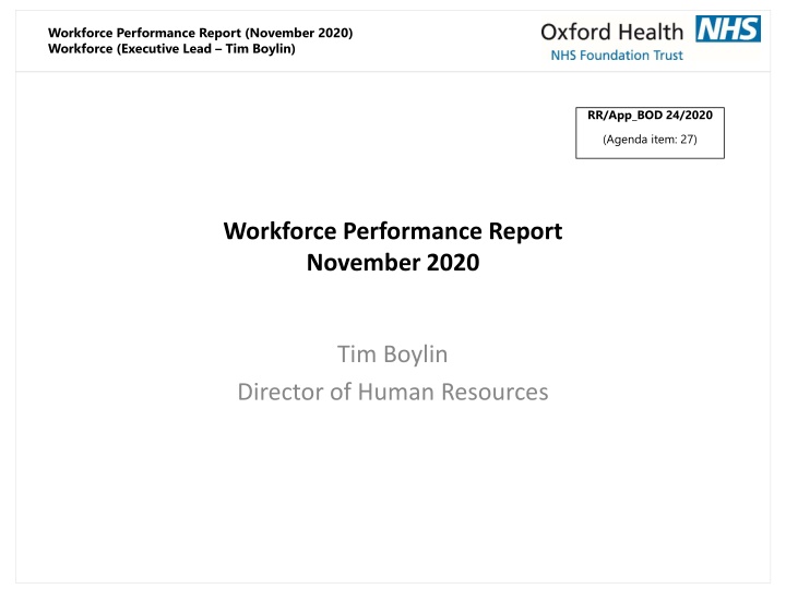 workforce performance report november 2020