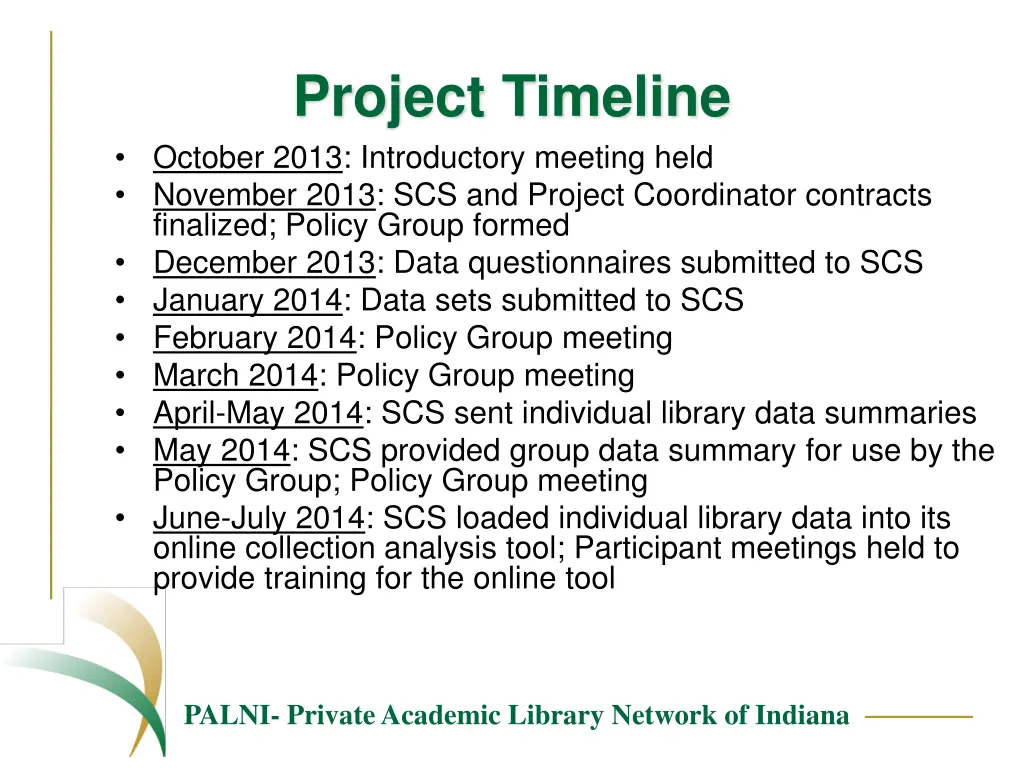 project timeline october 2013 introductory