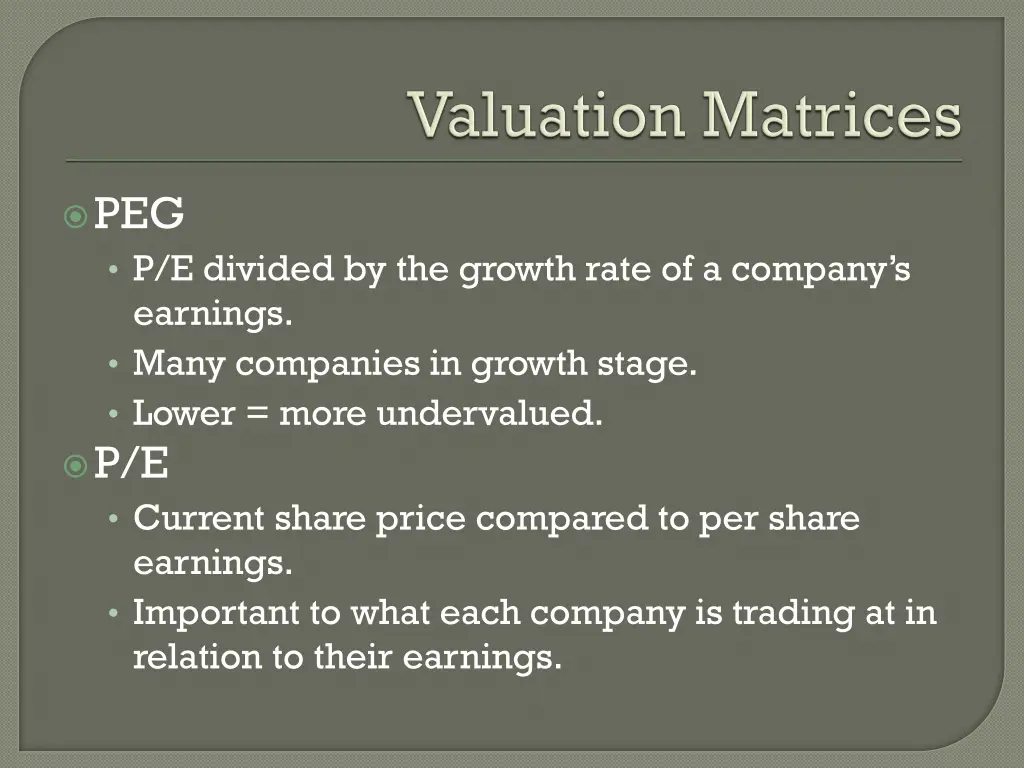 peg p e divided by the growth rate of a company