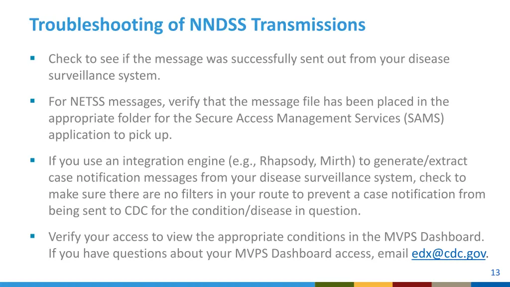 troubleshooting of nndss transmissions