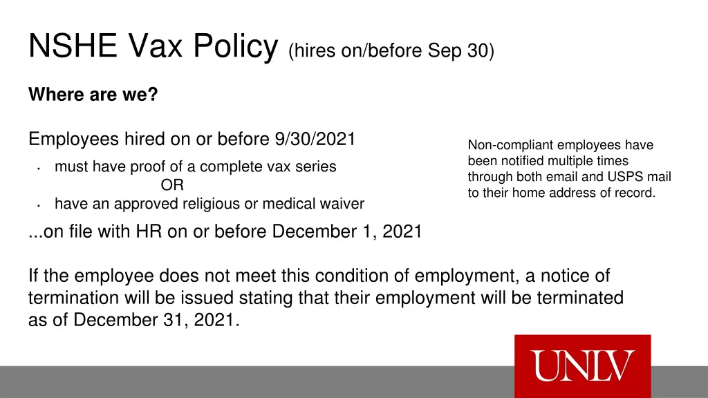 nshe vax policy hires on before sep 30