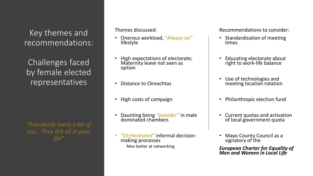 themes discussed onerous workload always