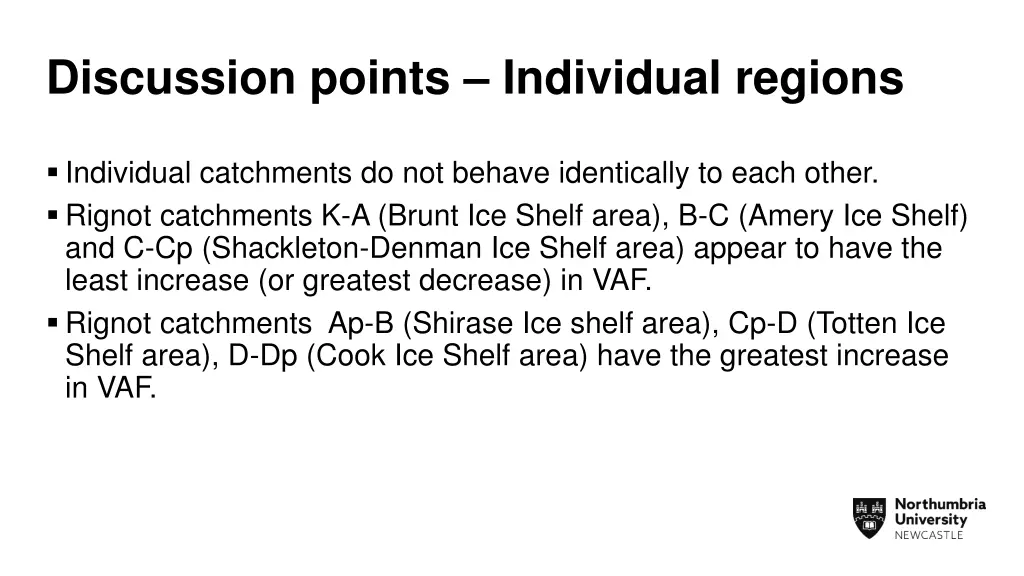 discussion points individual regions