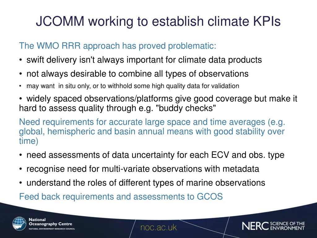 jcomm working to establish climate kpis