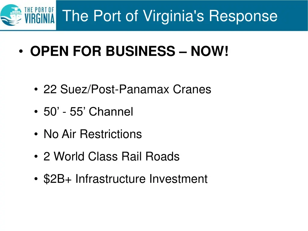 the port of virginia s response