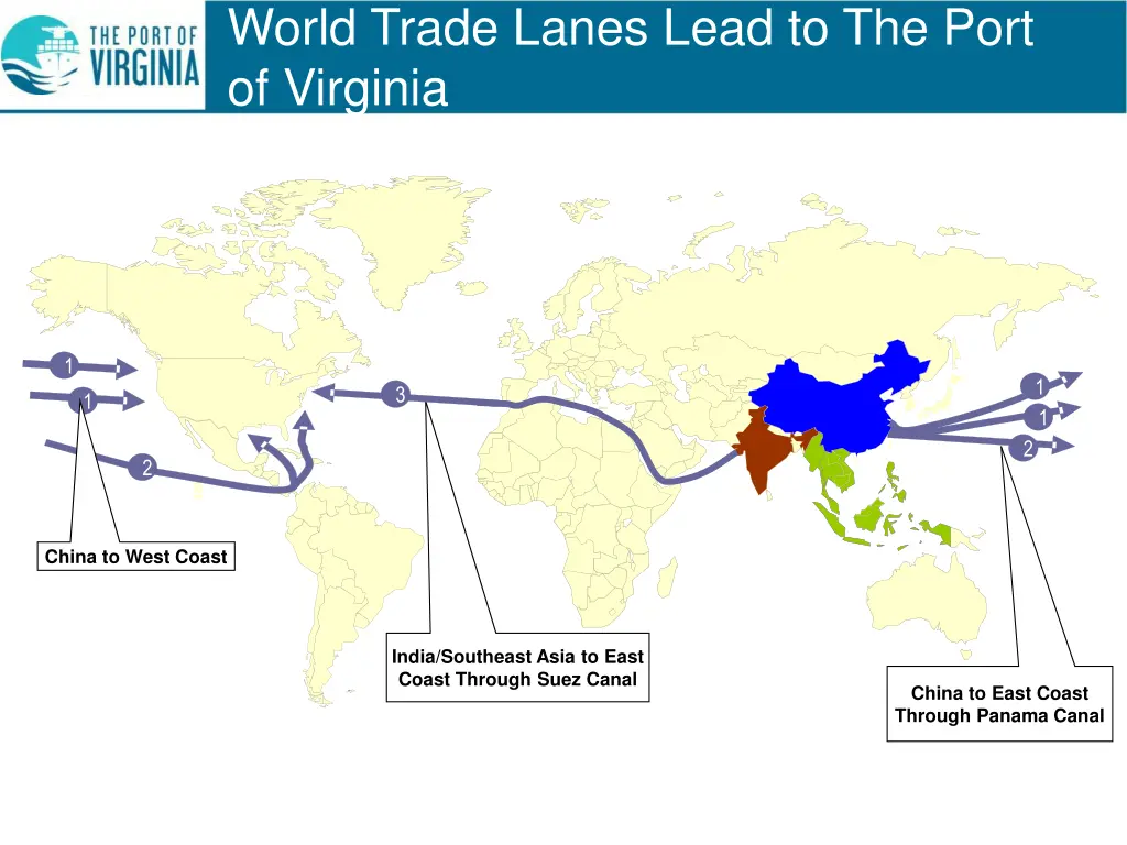 world trade lanes lead to the port of virginia