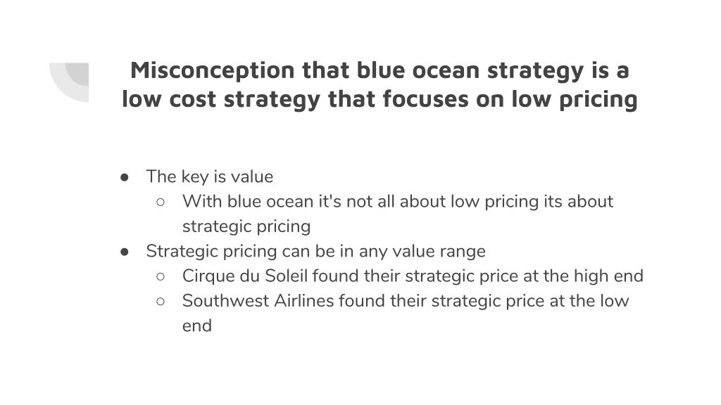 misconception that blue ocean strategy