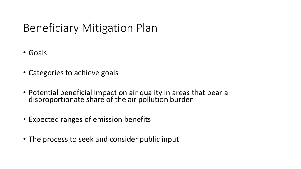 beneficiary mitigation plan