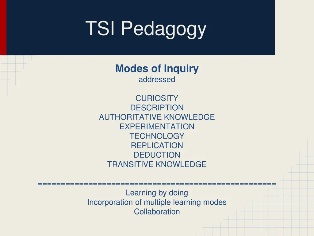 tsi pedagogy