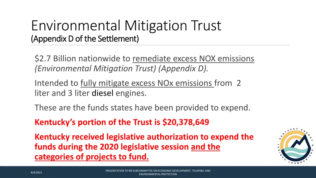 environmental mitigation trust appendix