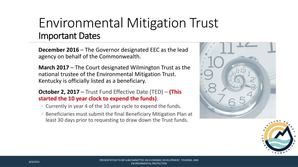 environmental mitigation trust important dates