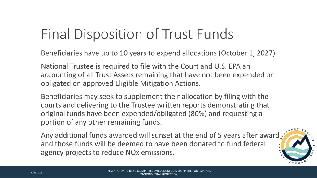 final disposition of trust funds