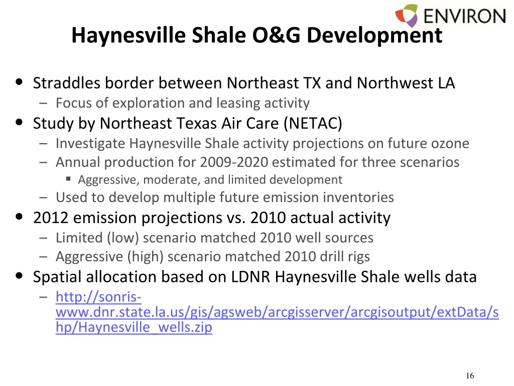 haynesville shale o g development