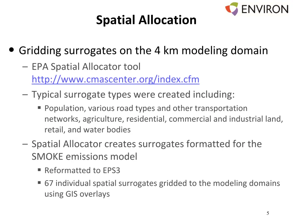 spatial allocation