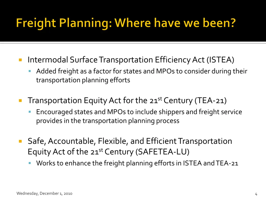 intermodal surface transportation efficiency