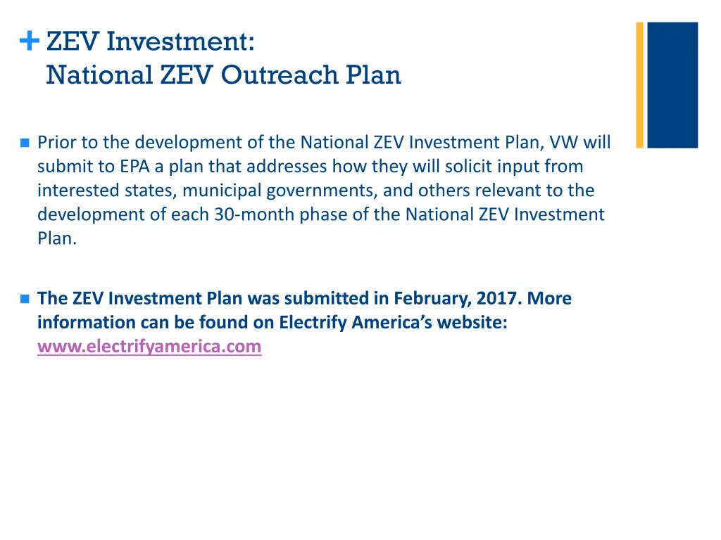 zev investment national zev outreach plan