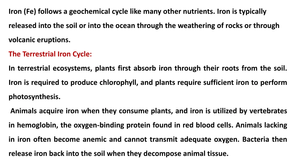 iron fe follows a geochemical cycle like many