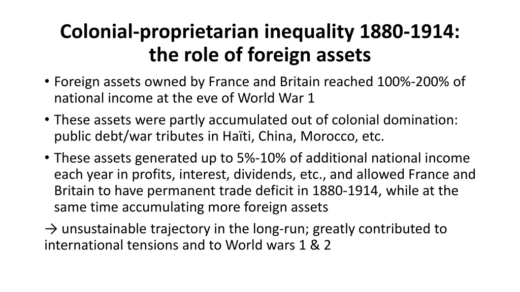 colonial proprietarian inequality 1880 1914