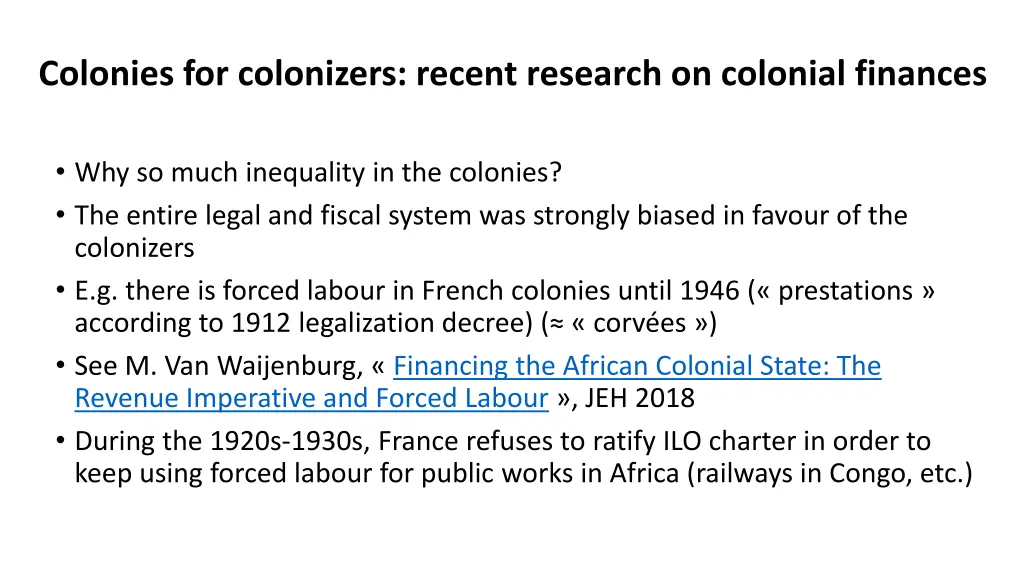 colonies for colonizers recent research