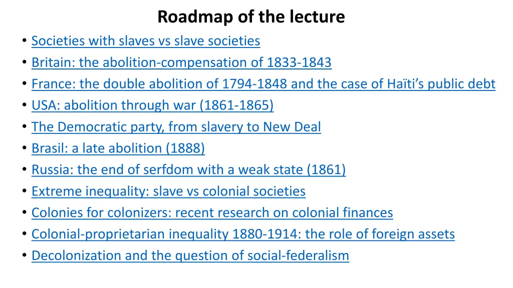 roadmap of the lecture