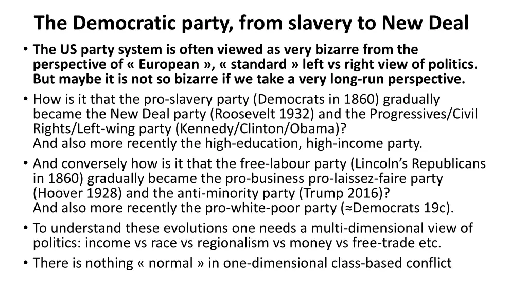 the democratic party from slavery to new deal