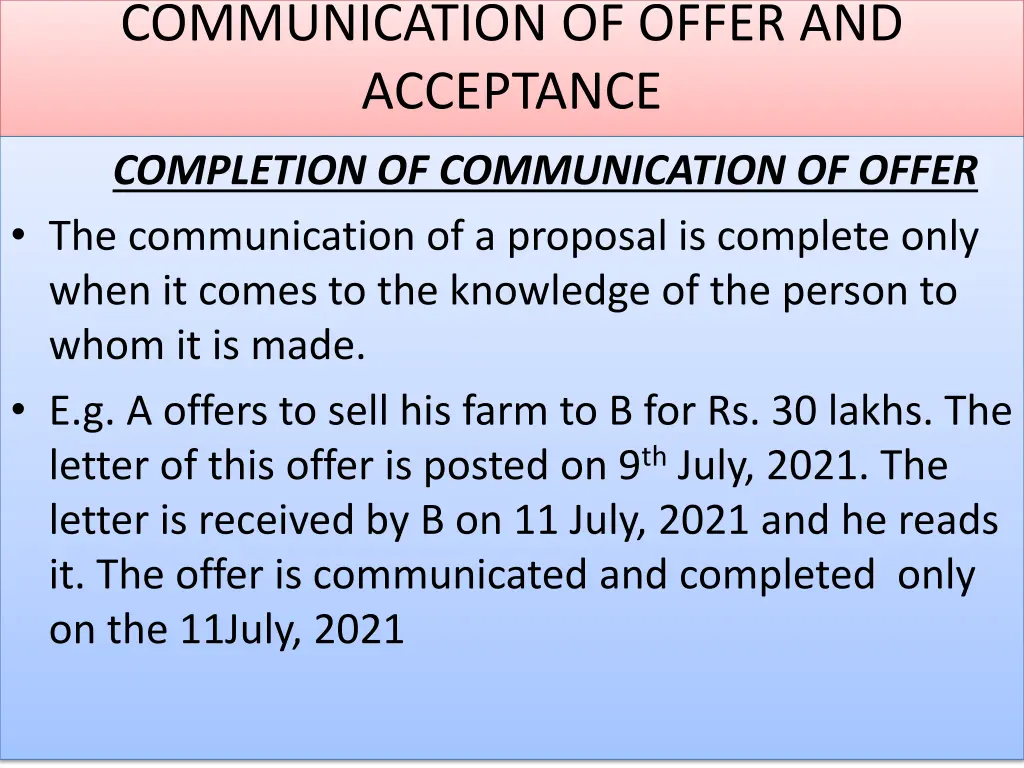 communication of offer and acceptance