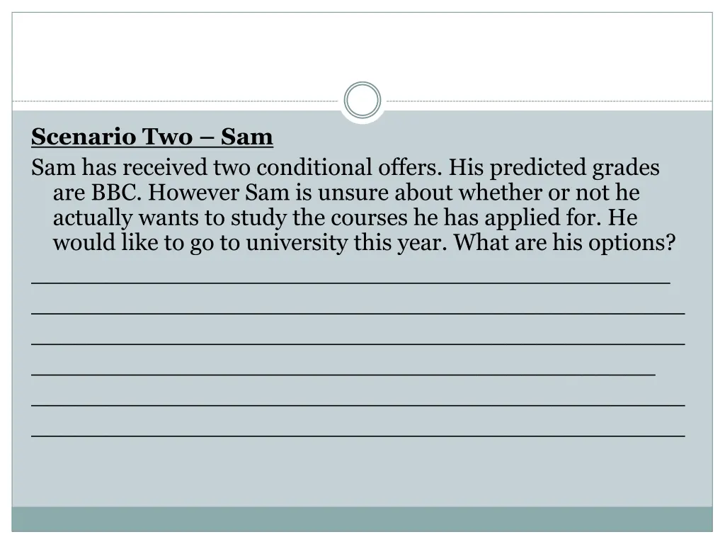 scenario two sam sam has received two conditional