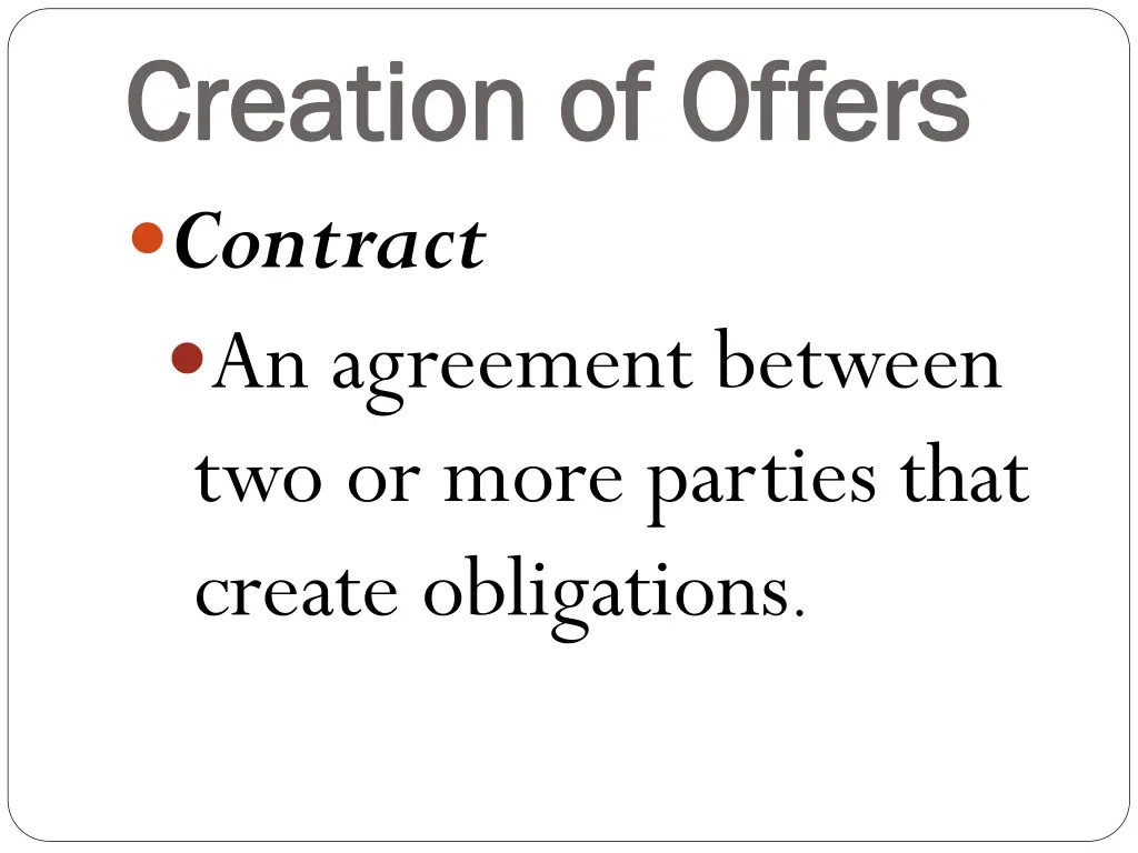 creation of offers creation of offers contract