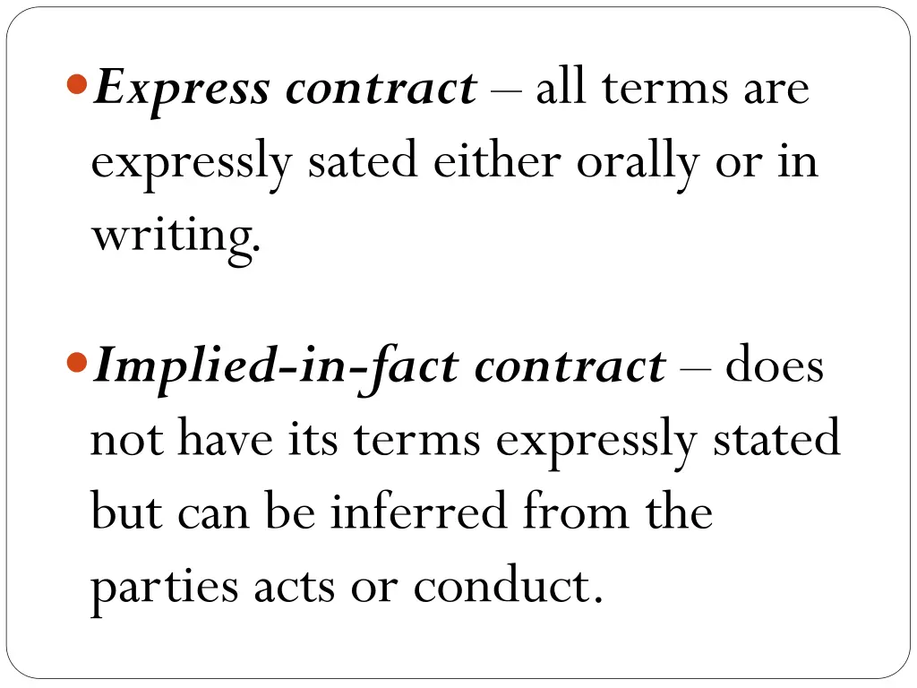 express contract all terms are expressly sated