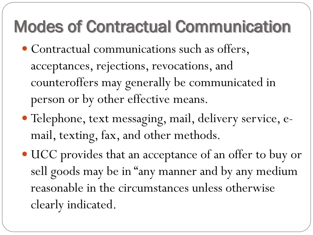 modes of contractual communication modes