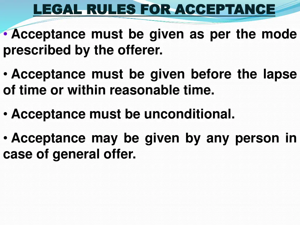 legal rules for acceptance legal rules