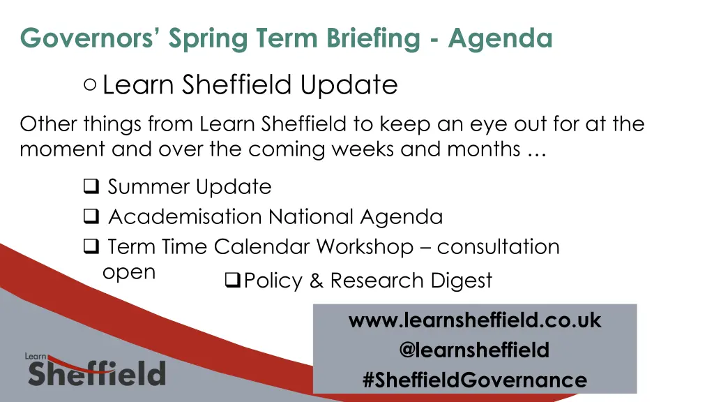 governors spring term briefing agenda