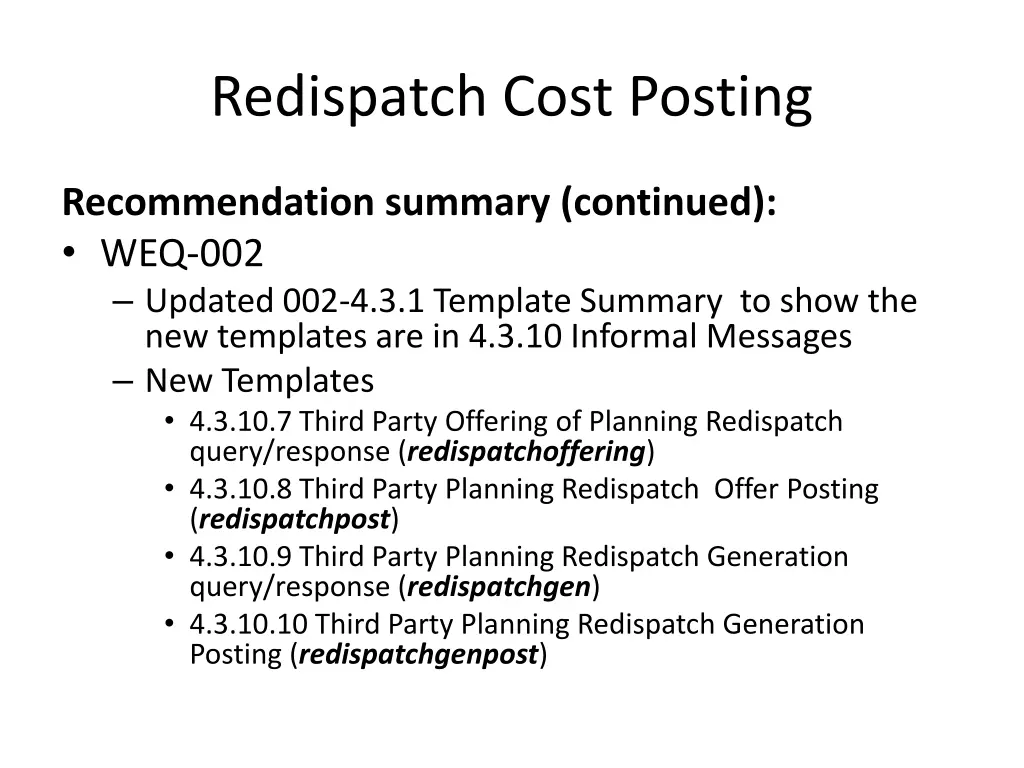 redispatch cost posting 5